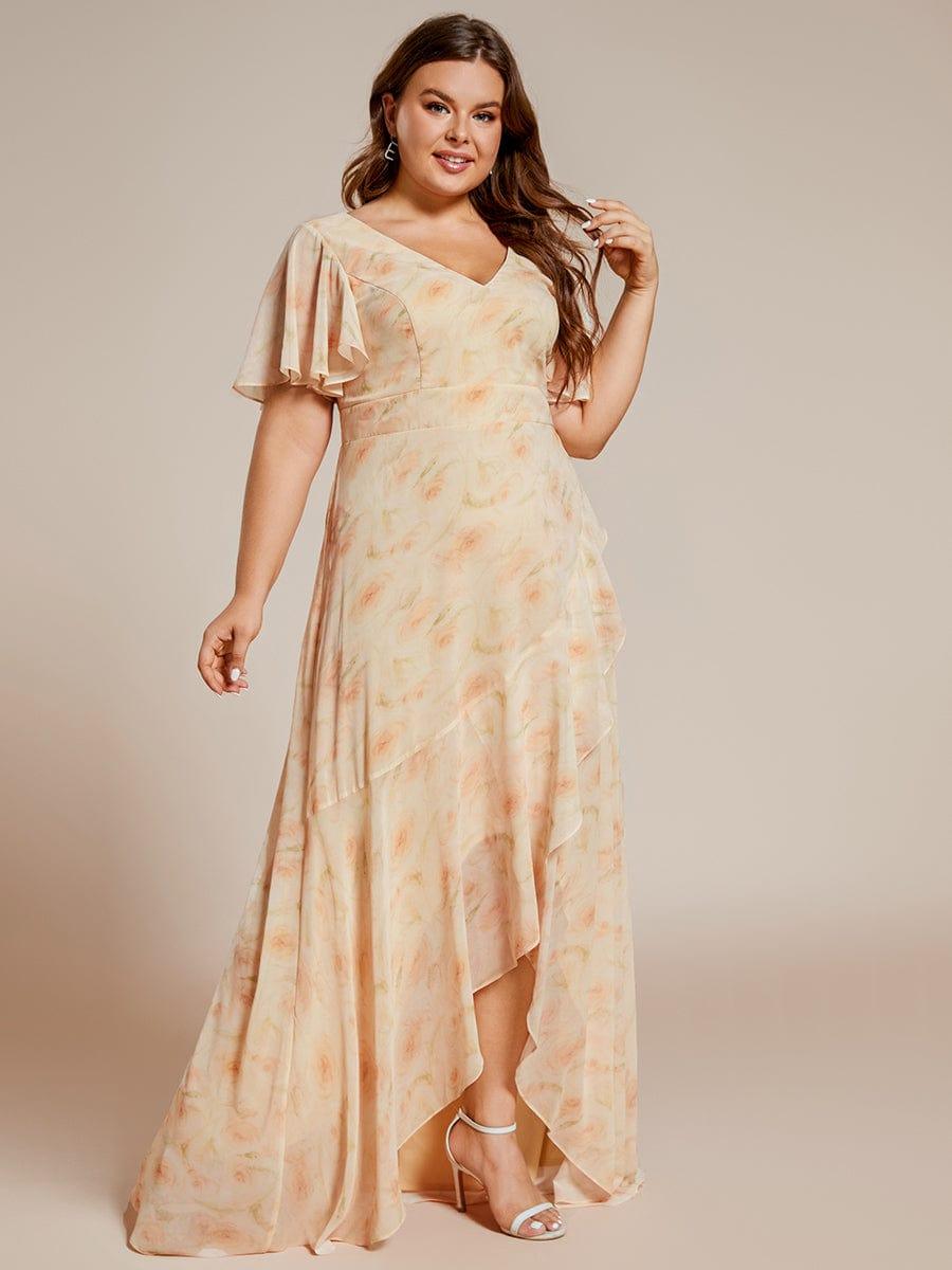 pretty OREE|Plus Size Elegant Lotus Sleeves Chiffon Bridesmaid Dress