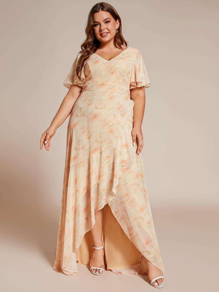 pretty OREE|Plus Size Elegant Lotus Sleeves Chiffon Bridesmaid Dress