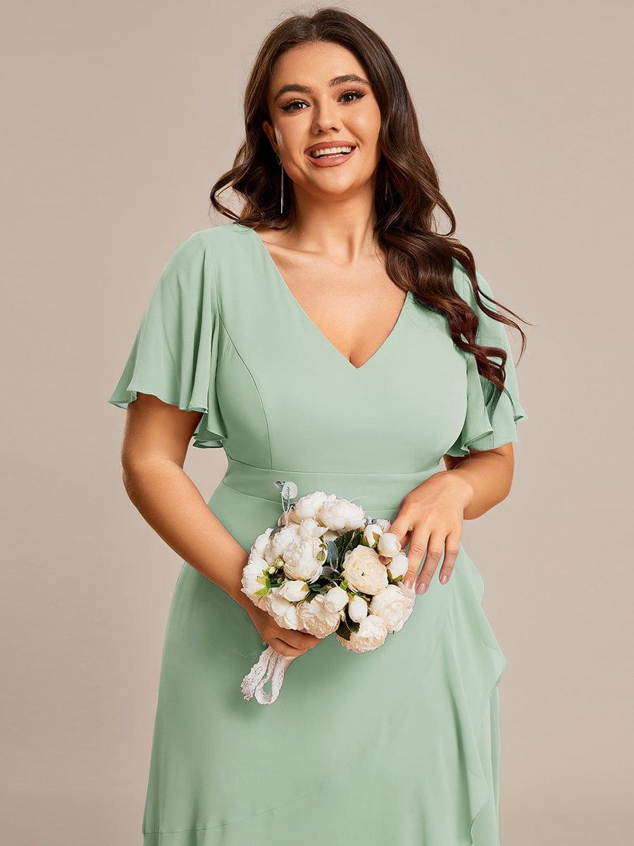 OREE|Charming Chiffon Bridesmaid Dress with Lotus Leaf Hemline