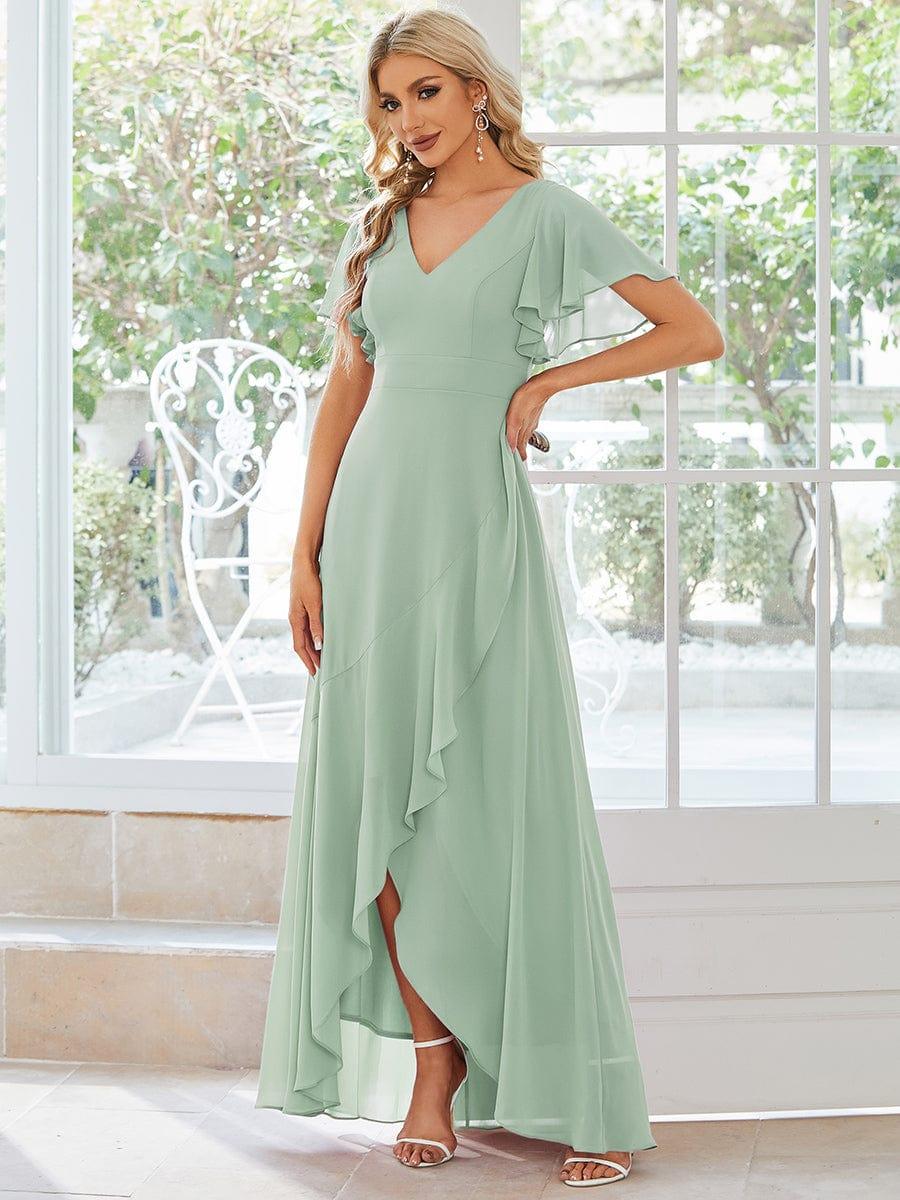OREE|Charming Chiffon Bridesmaid Dress with Lotus Leaf Hemline