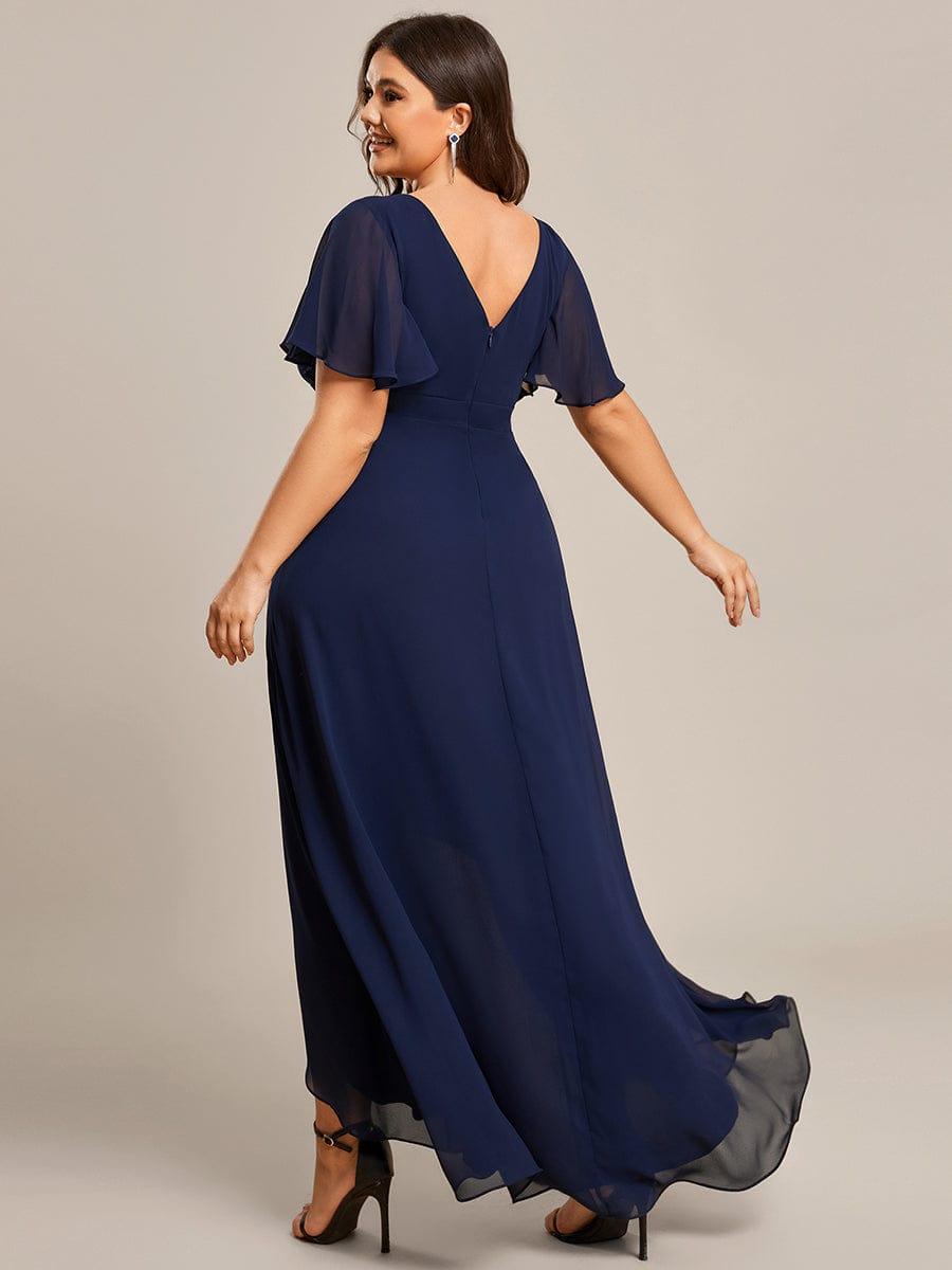 pretty OREE|Plus Size Elegant Lotus Sleeves Chiffon Bridesmaid Dress