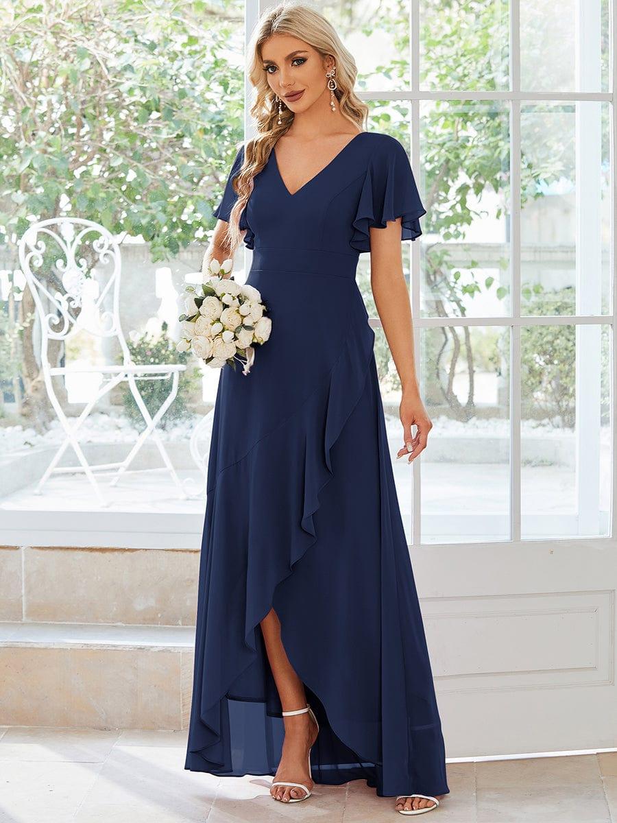 OREE|Charming Chiffon Bridesmaid Dress with Lotus Leaf Hemline