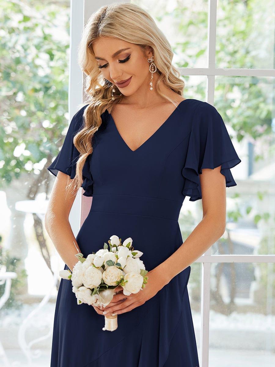 OREE|Charming Chiffon Bridesmaid Dress with Lotus Leaf Hemline