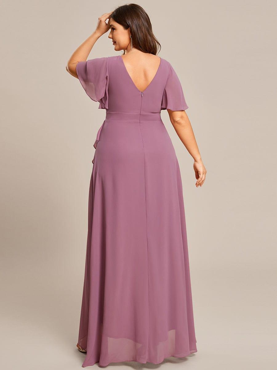 pretty OREE|Plus Size Elegant Lotus Sleeves Chiffon Bridesmaid Dress