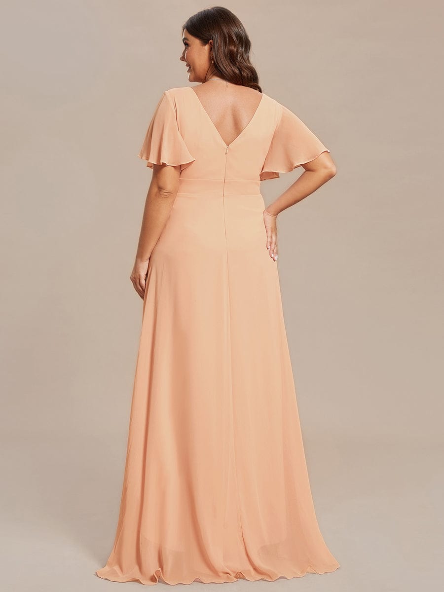 OREE|Ruffles Sleeve V-Neck Chiffon Bridesmaid Dress