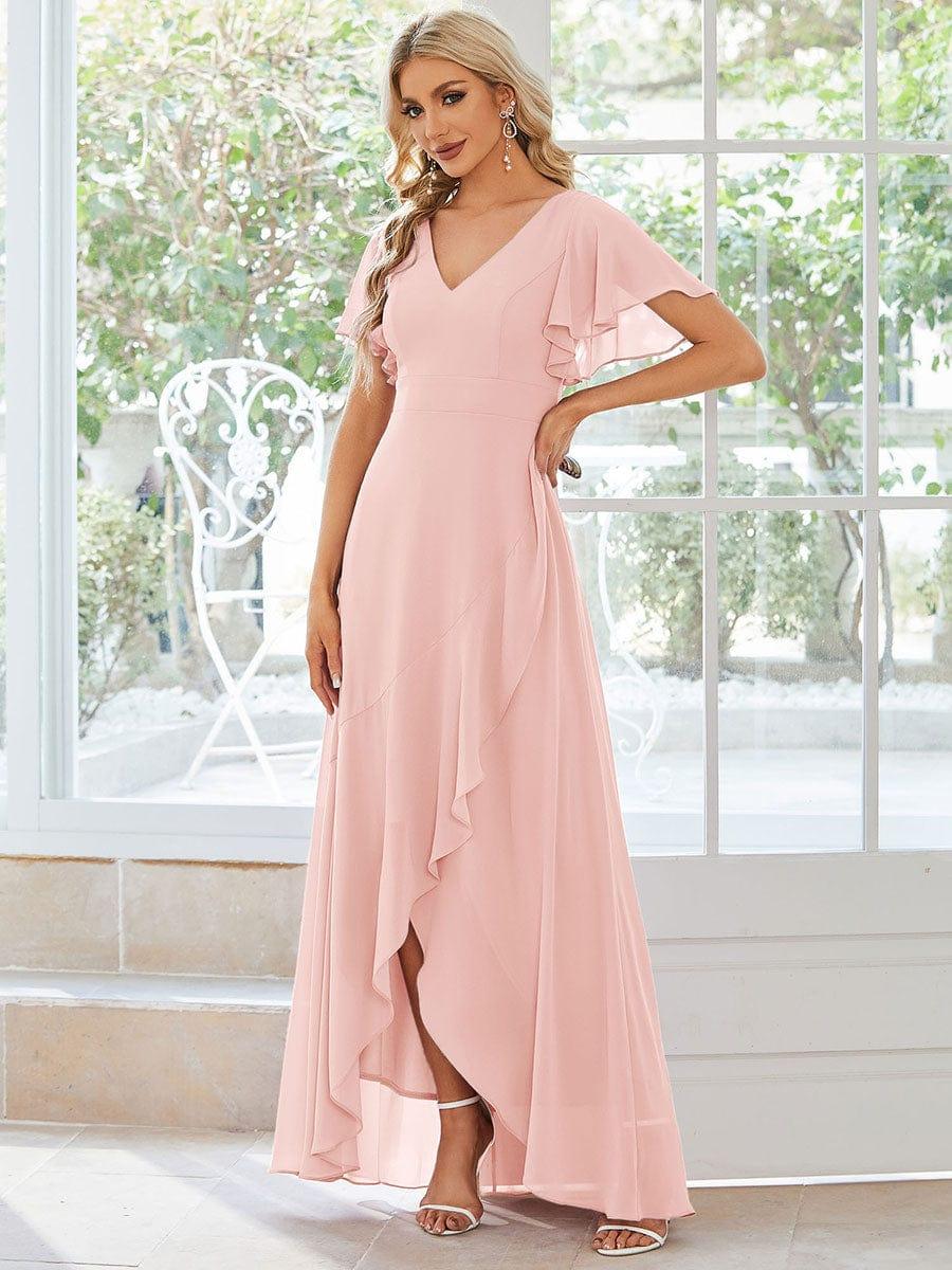 OREE|Charming Chiffon Bridesmaid Dress with Lotus Leaf Hemline