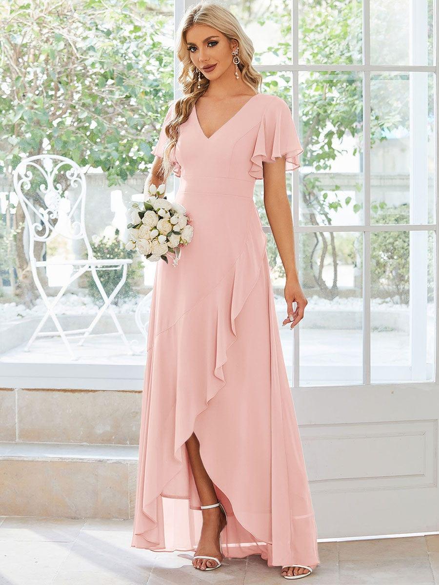 OREE|Charming Chiffon Bridesmaid Dress with Lotus Leaf Hemline