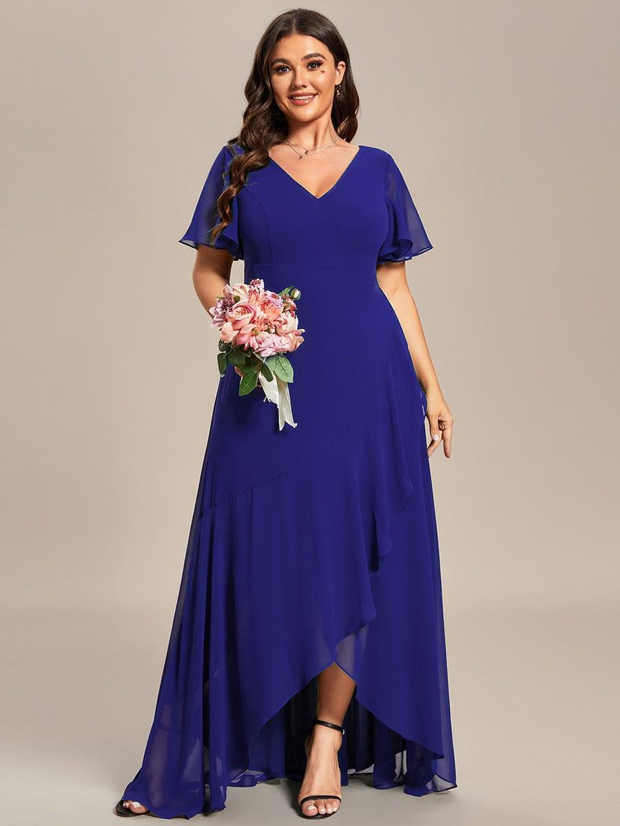 pretty OREE|Plus Size Elegant Lotus Sleeves Chiffon Bridesmaid Dress