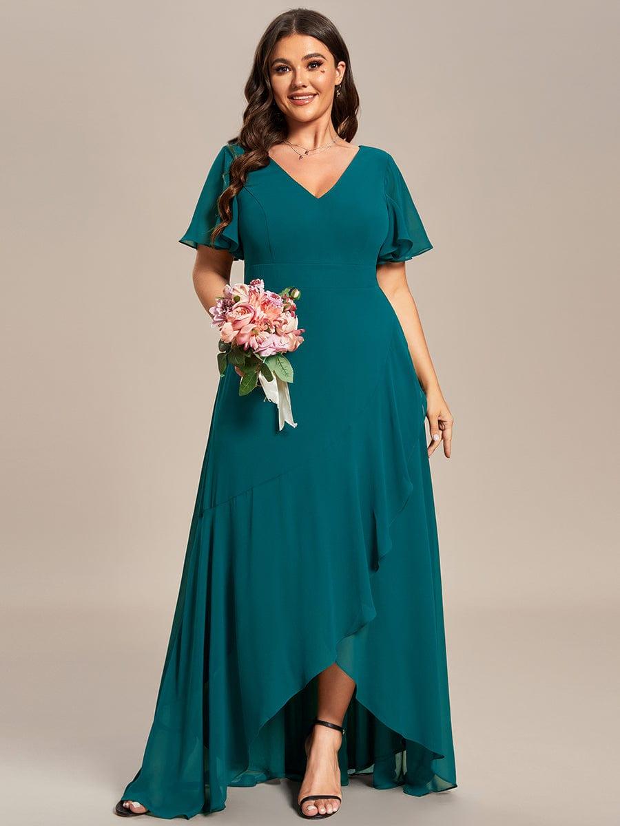 pretty OREE|Plus Size Elegant Lotus Sleeves Chiffon Bridesmaid Dress