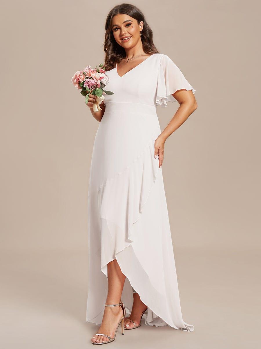pretty OREE|Plus Size Elegant Lotus Sleeves Chiffon Bridesmaid Dress