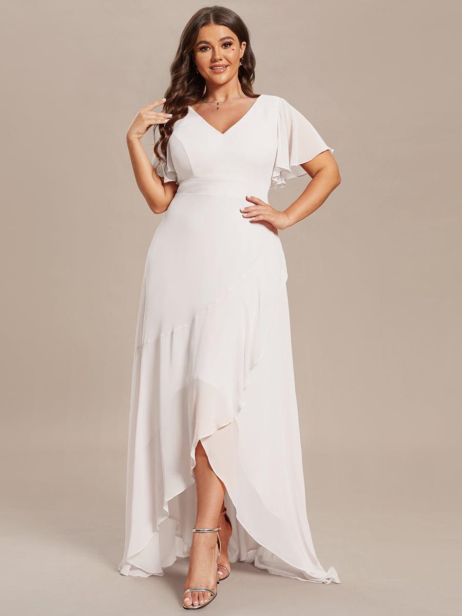 pretty OREE|Plus Size Elegant Lotus Sleeves Chiffon Bridesmaid Dress