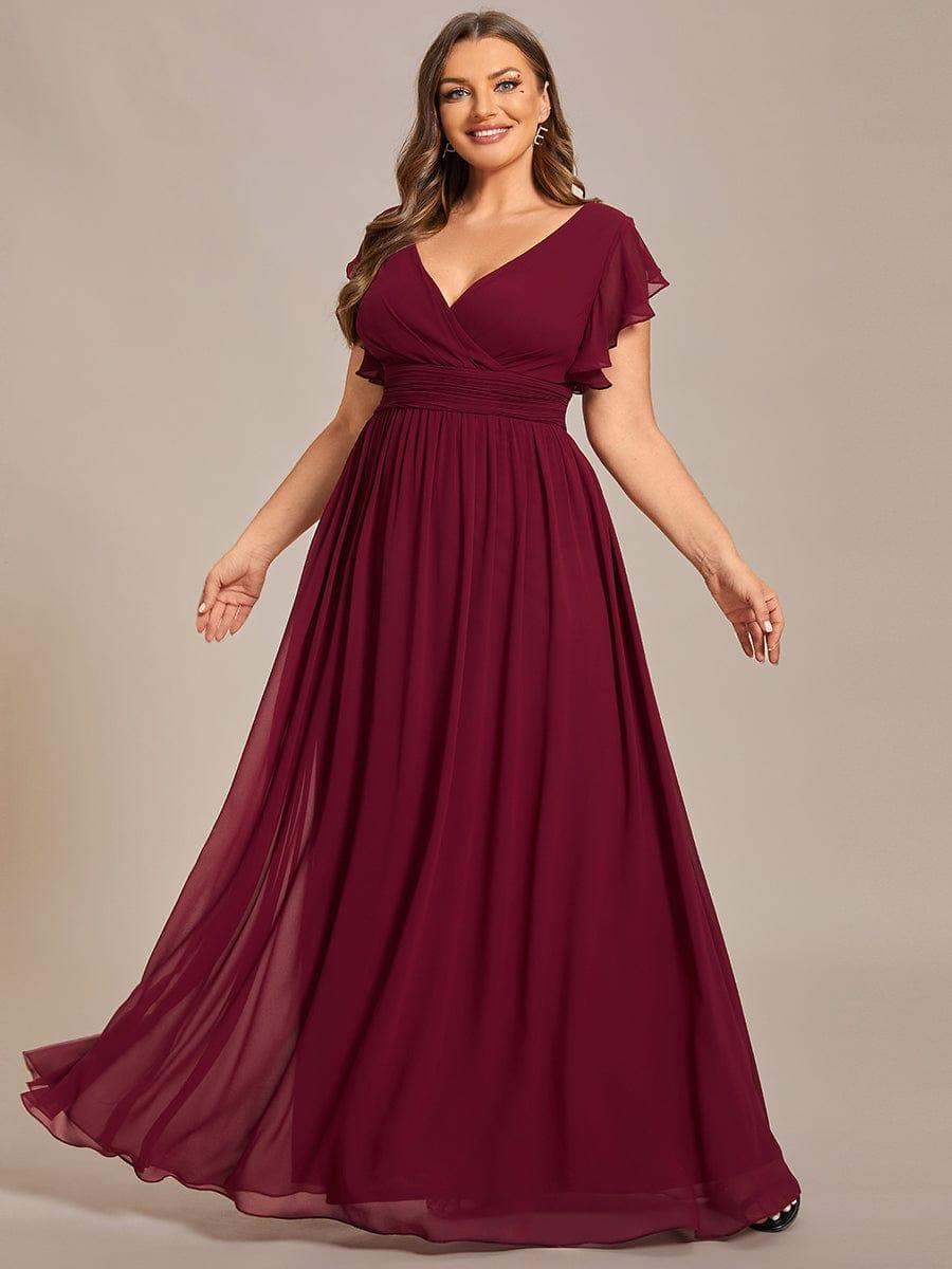 pretty LILYANA|Plus Size Chiffon Pleated A-Line Back Cutout Bridesmaid Dress