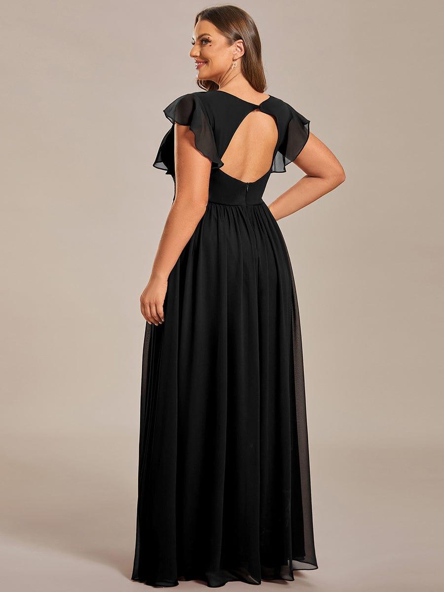 LILYANA|Back Cutout A-Line Pleated Ruffles Sleeve Chiffon Bridesmaid Dress