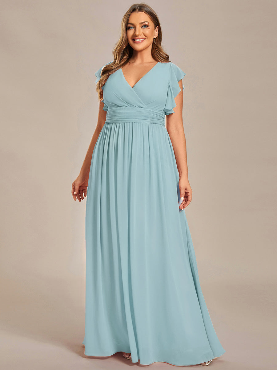 pretty LILYANA|Plus Size Chiffon Pleated A-Line Back Cutout Bridesmaid Dress