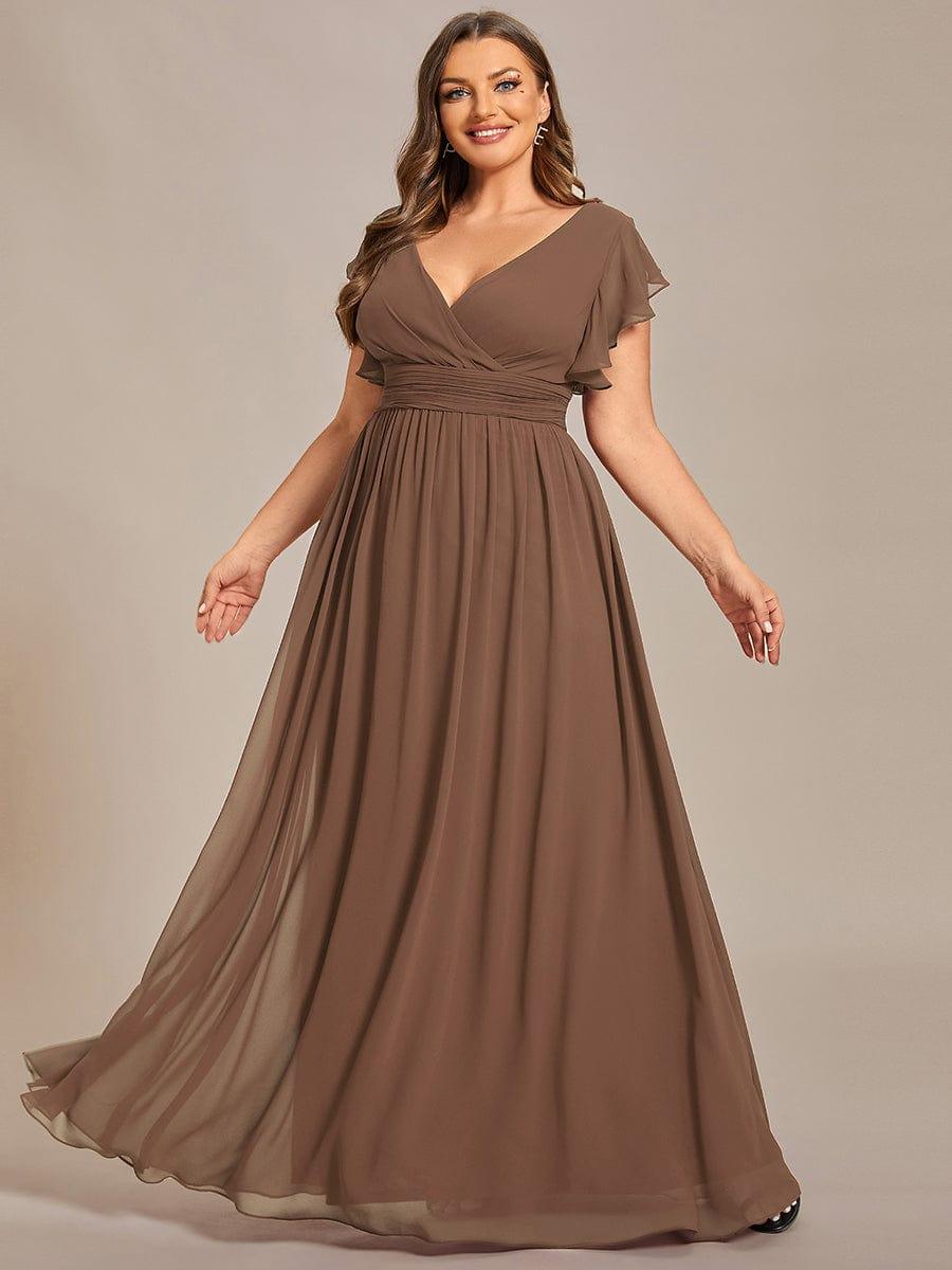 LILYANA|Back Cutout A-Line Pleated Ruffles Sleeve Chiffon Bridesmaid Dress