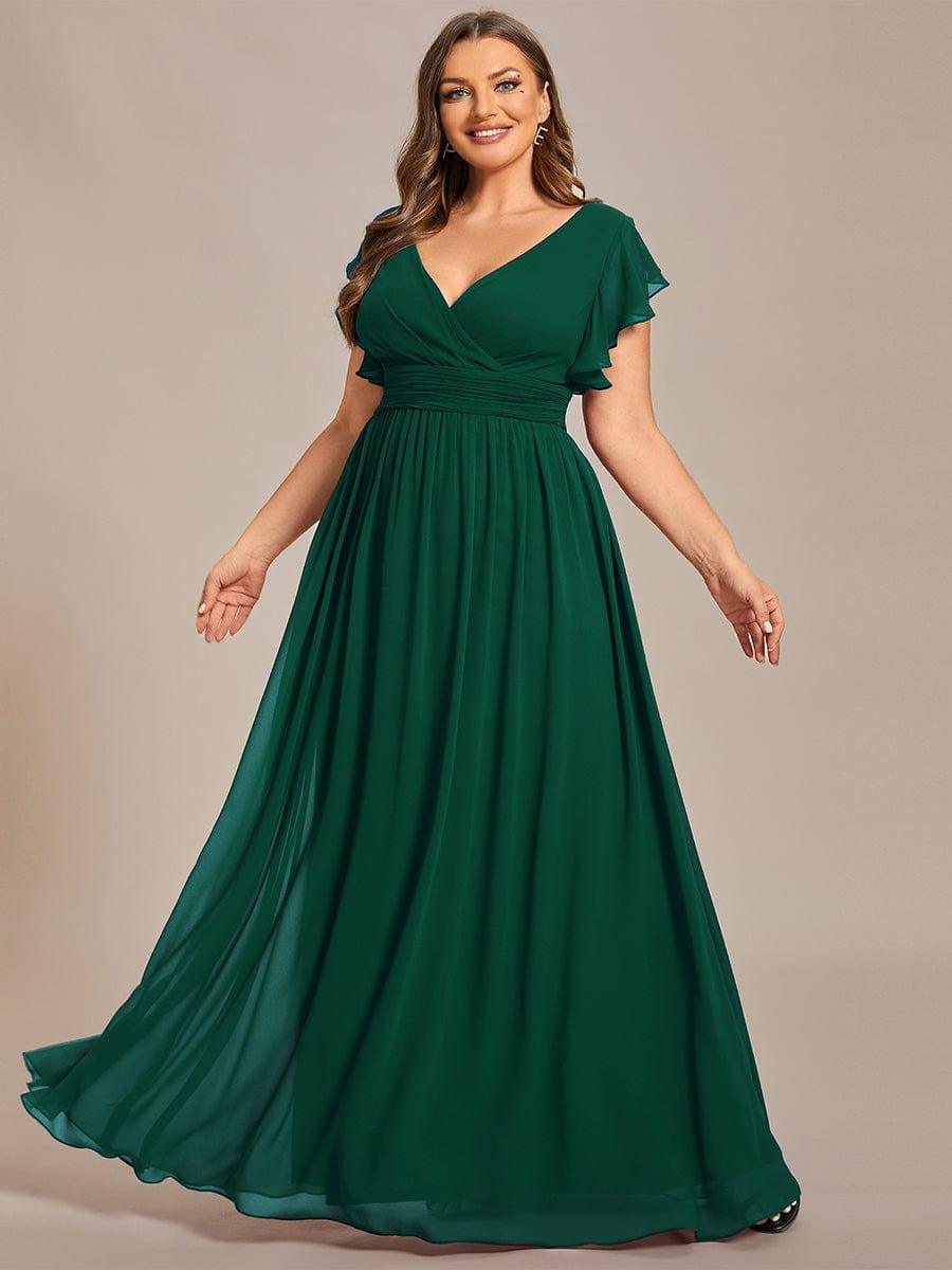 pretty LILYANA|Plus Size Chiffon Pleated A-Line Back Cutout Bridesmaid Dress