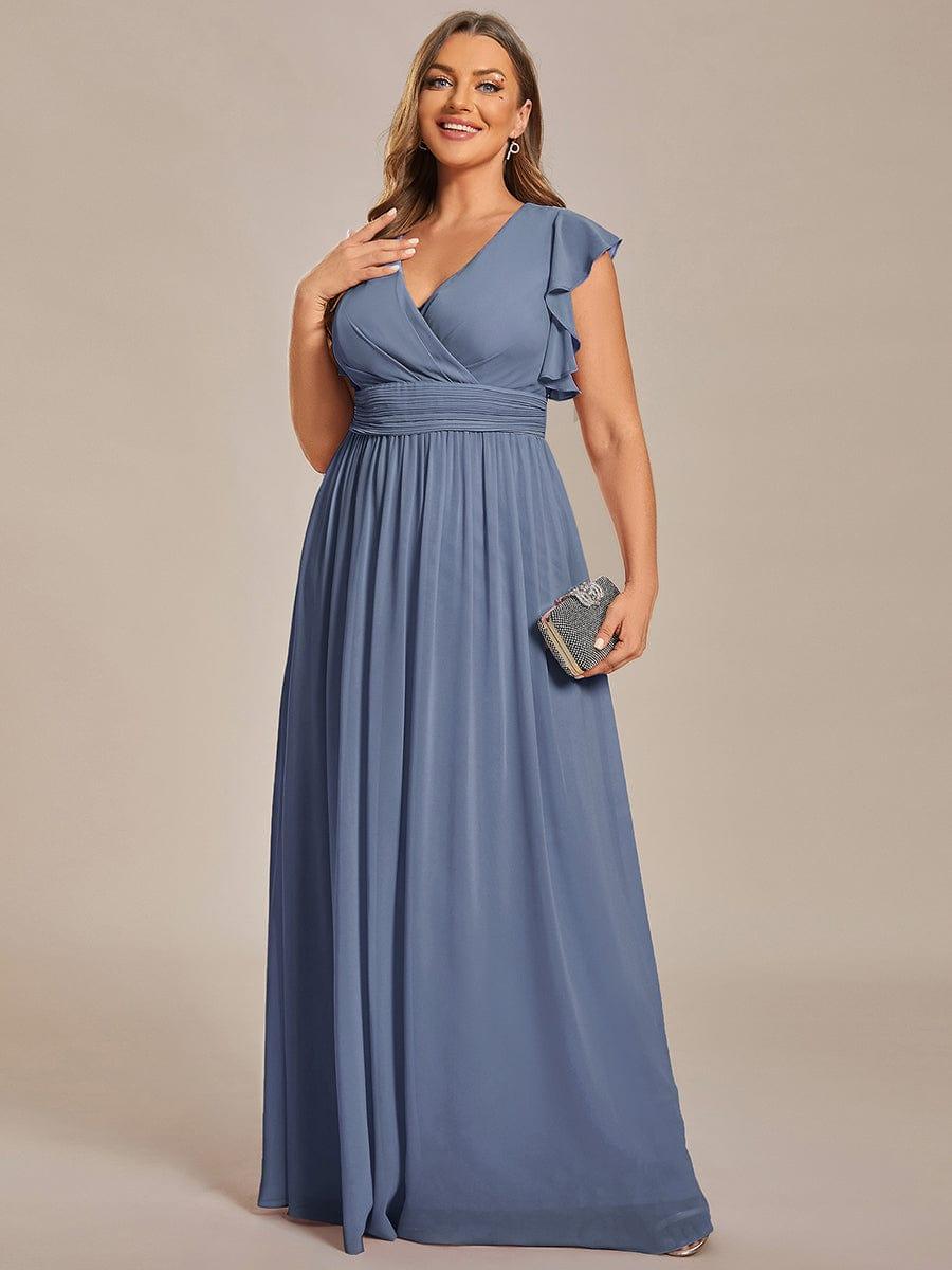 pretty LILYANA|Plus Size Chiffon Pleated A-Line Back Cutout Bridesmaid Dress