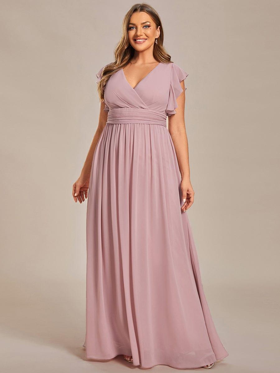 pretty LILYANA|Plus Size Chiffon Pleated A-Line Back Cutout Bridesmaid Dress