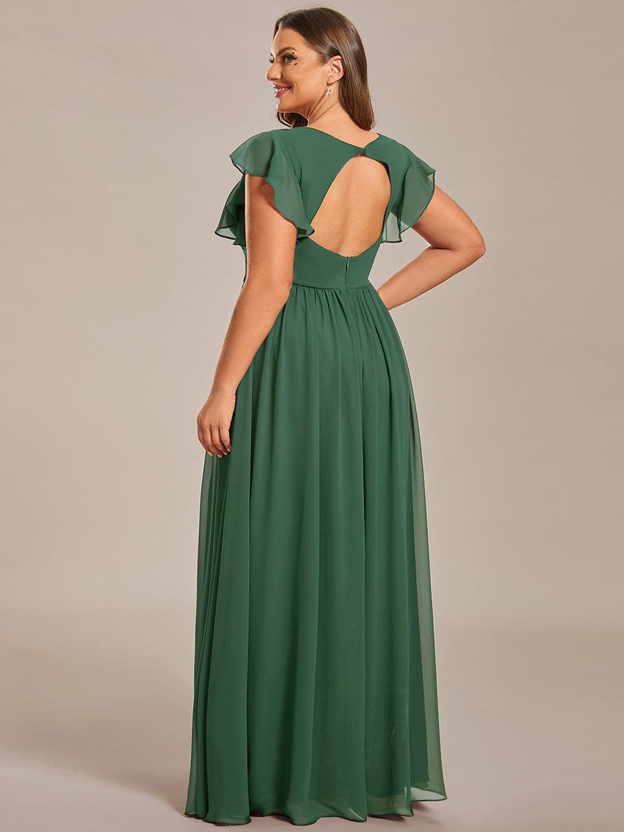 LILYANA|Back Cutout A-Line Pleated Ruffles Sleeve Chiffon Bridesmaid Dress