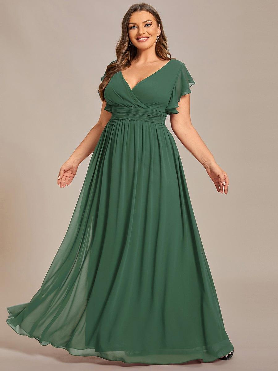 pretty LILYANA|Plus Size Chiffon Pleated A-Line Back Cutout Bridesmaid Dress