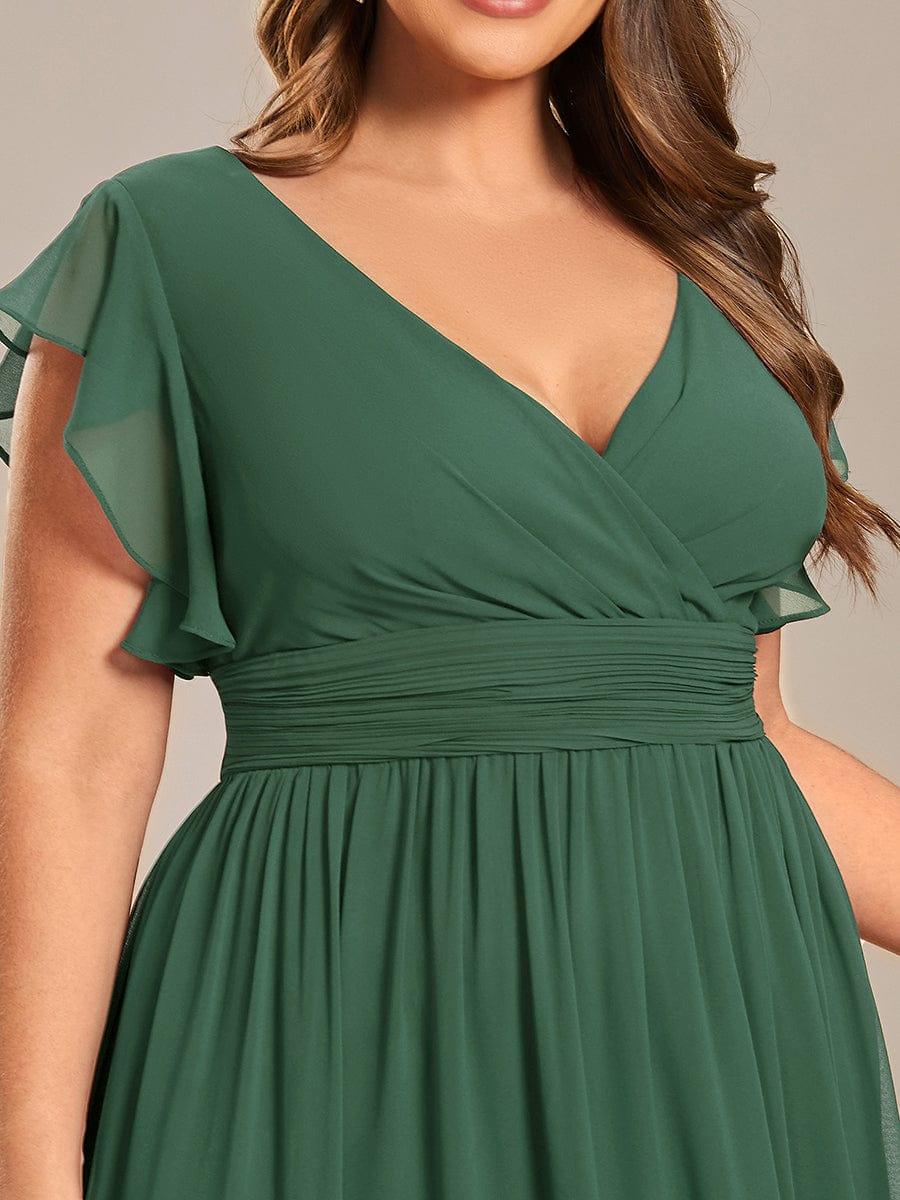 LILYANA|Back Cutout A-Line Pleated Ruffles Sleeve Chiffon Bridesmaid Dress