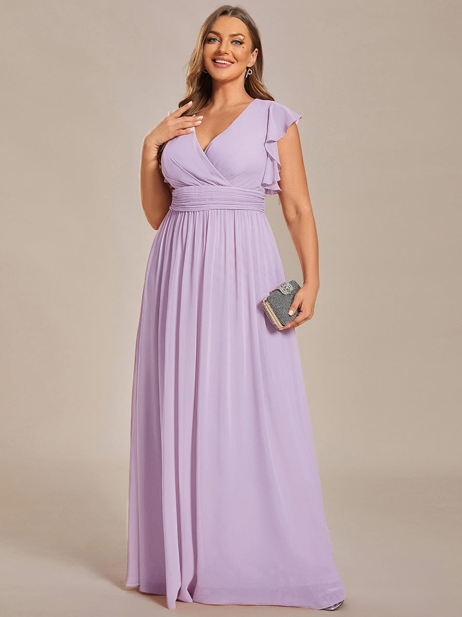 pretty LILYANA|Plus Size Chiffon Pleated A-Line Back Cutout Bridesmaid Dress
