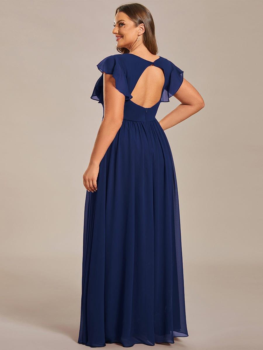 LILYANA|Back Cutout A-Line Pleated Ruffles Sleeve Chiffon Bridesmaid Dress