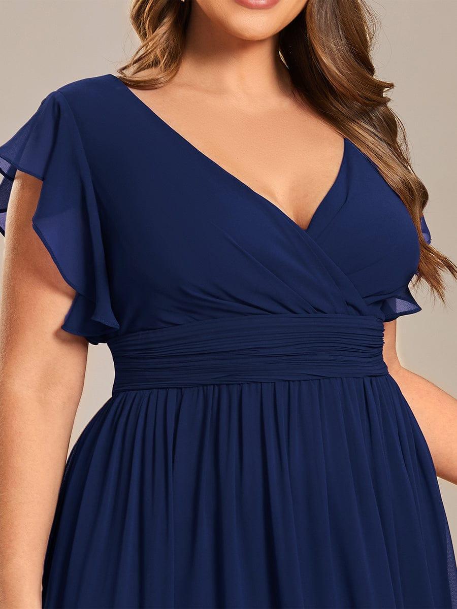 pretty LILYANA|Plus Size Chiffon Pleated A-Line Back Cutout Bridesmaid Dress