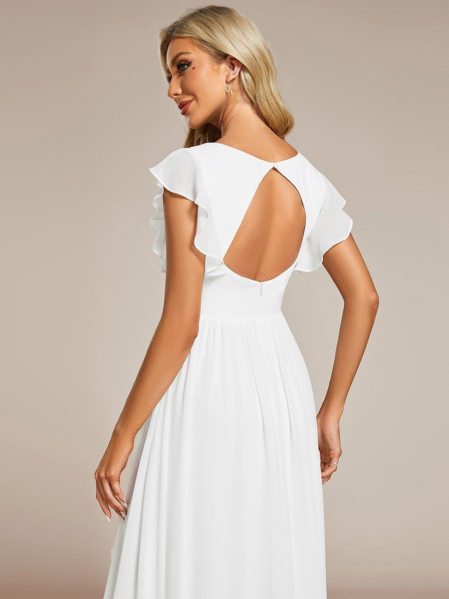 LILYANA|Back Cutout A-Line Pleated Ruffles Sleeve Chiffon Bridesmaid Dress