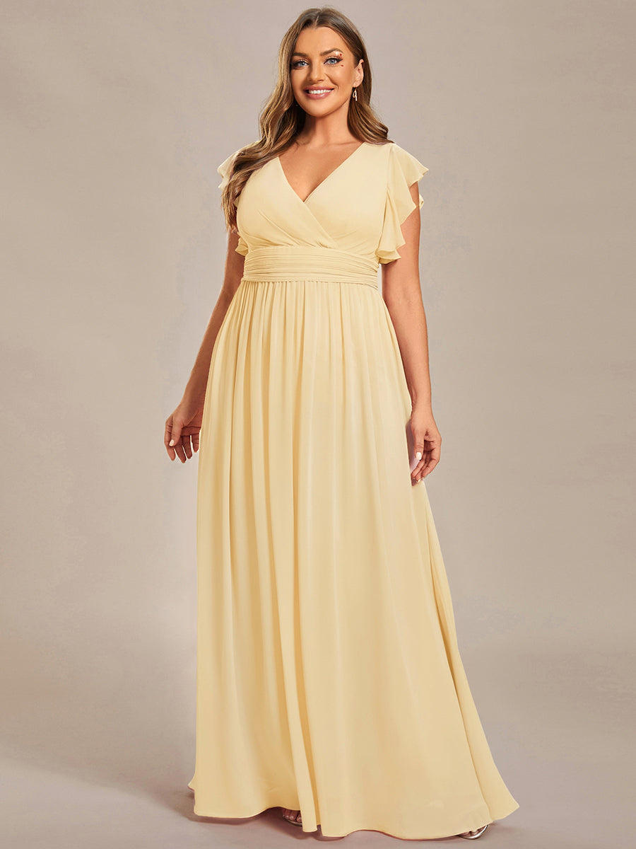 pretty LILYANA|Plus Size Chiffon Pleated A-Line Back Cutout Bridesmaid Dress