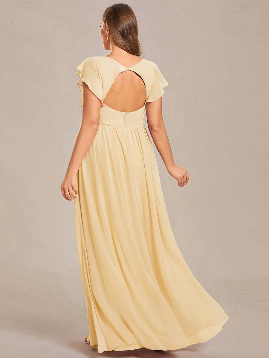 pretty LILYANA|Plus Size Chiffon Pleated A-Line Back Cutout Bridesmaid Dress