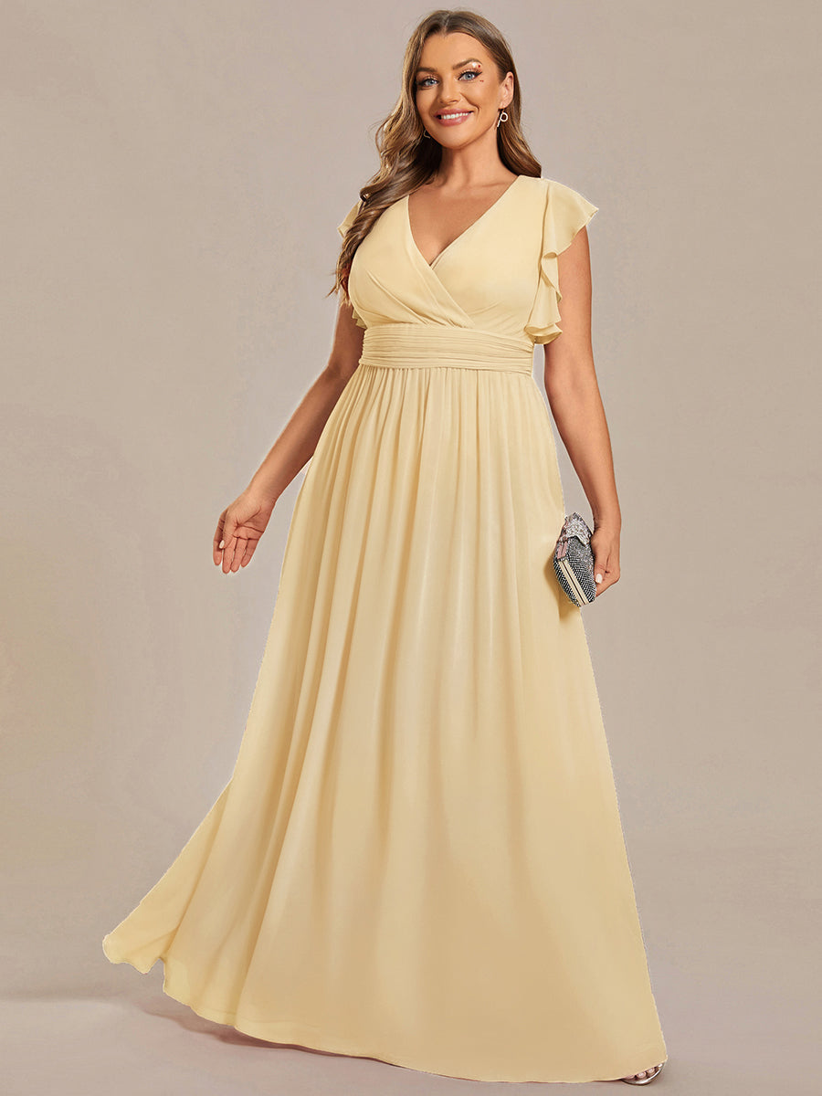 pretty LILYANA|Plus Size Chiffon Pleated A-Line Back Cutout Bridesmaid Dress