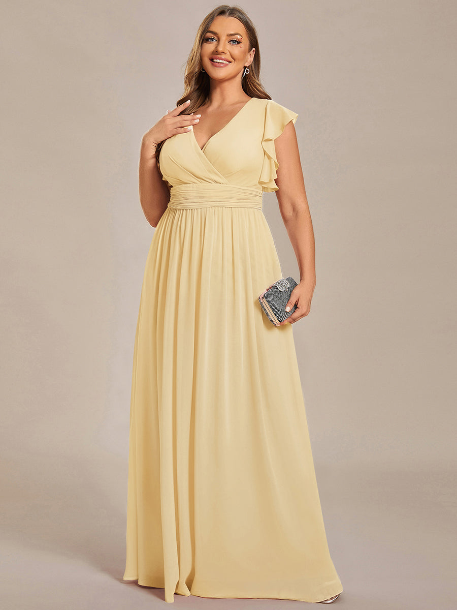 pretty LILYANA|Plus Size Chiffon Pleated A-Line Back Cutout Bridesmaid Dress