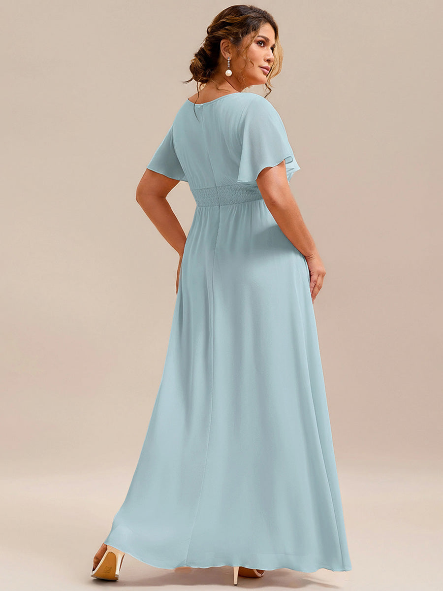 pretty KIMORA|Plus Size Simple Chiffon Pleated A-Line Bridesmaid Dress