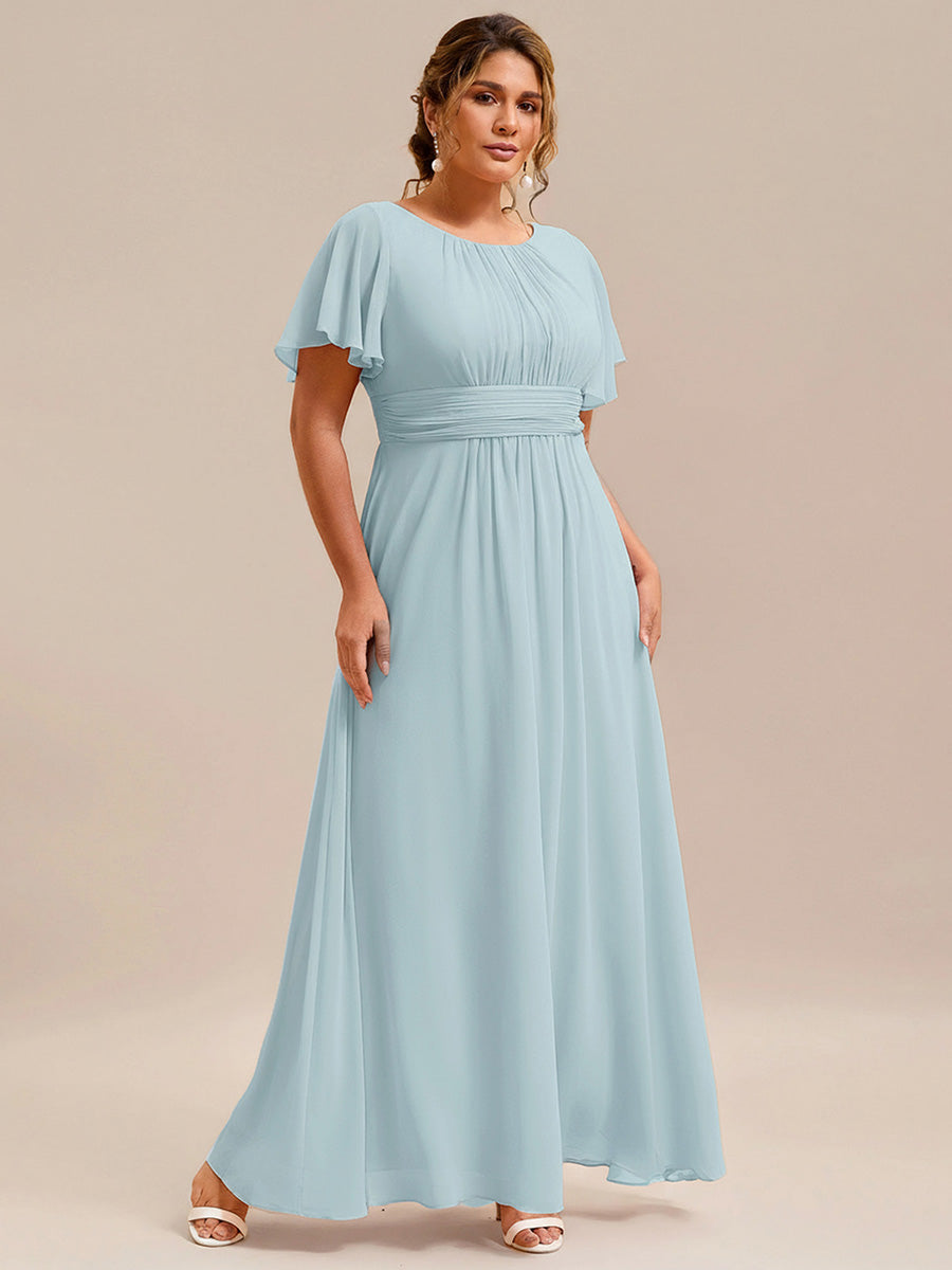 pretty KIMORA|Plus Size Simple Chiffon Pleated A-Line Bridesmaid Dress