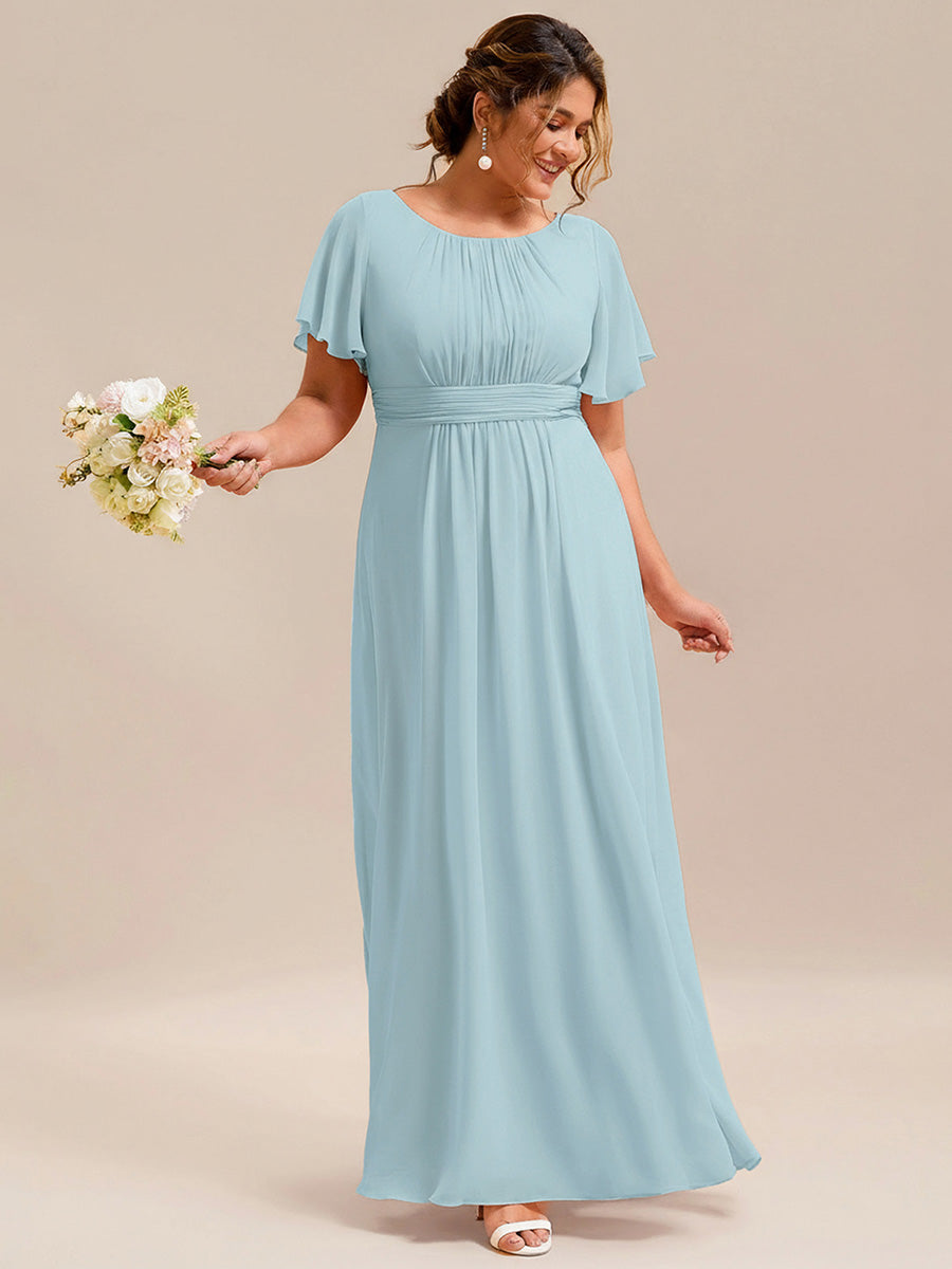 pretty KIMORA|Plus Size Simple Chiffon Pleated A-Line Bridesmaid Dress