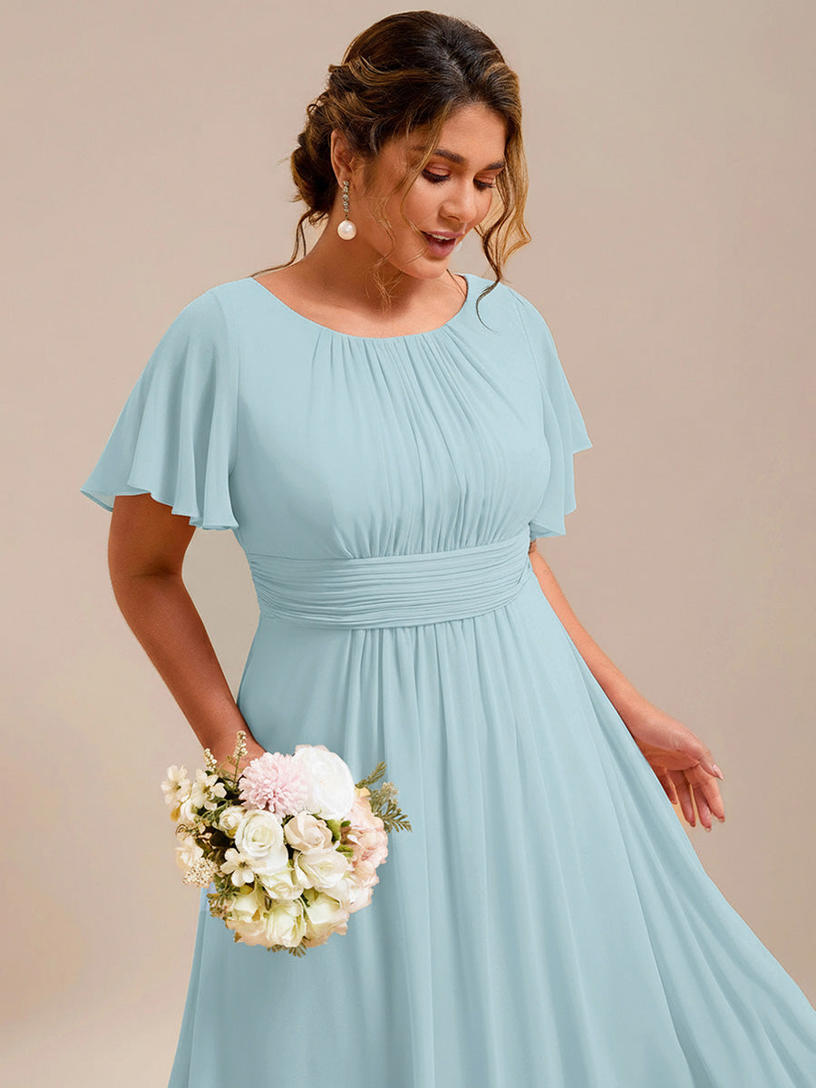 pretty KIMORA|Plus Size Simple Chiffon Pleated A-Line Bridesmaid Dress