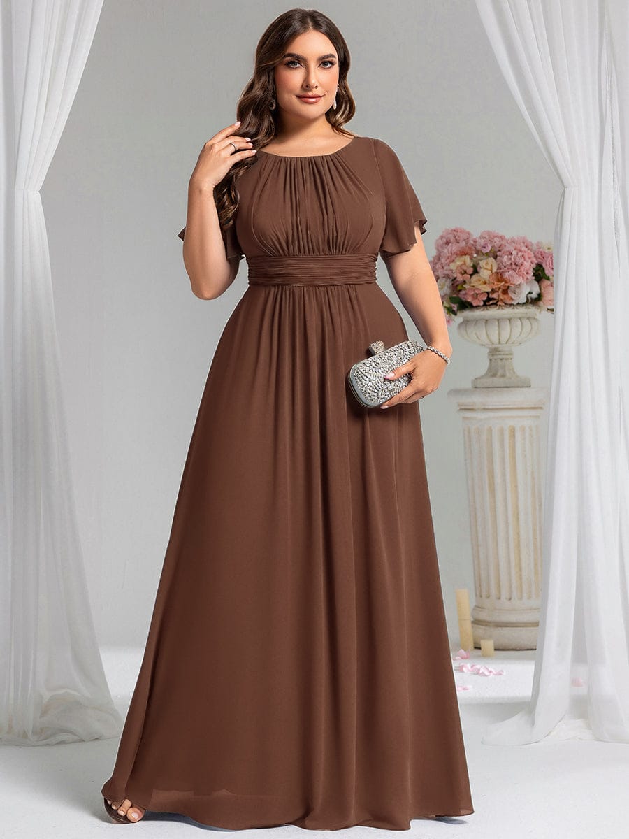 pretty KIMORA|Plus Size Simple Chiffon Pleated A-Line Bridesmaid Dress