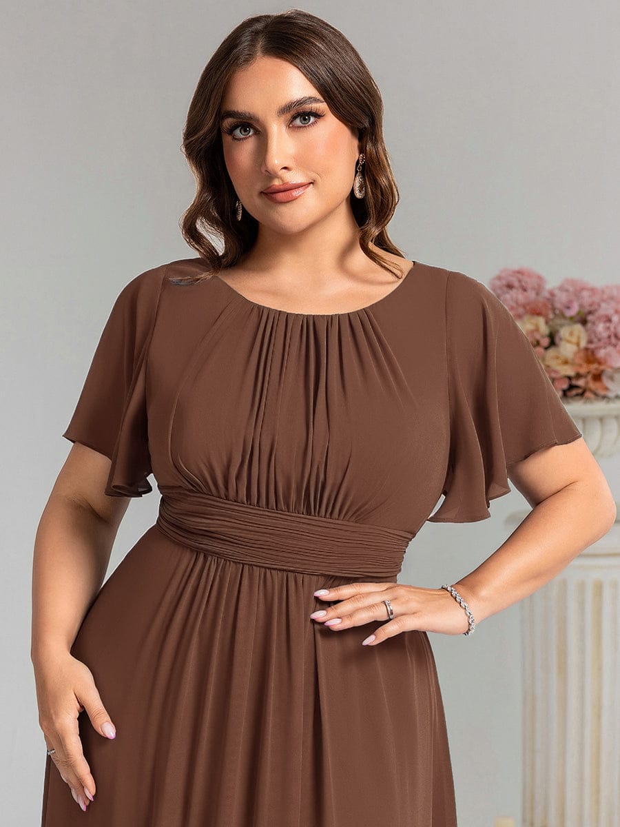 pretty KIMORA|Plus Size Simple Chiffon Pleated A-Line Bridesmaid Dress