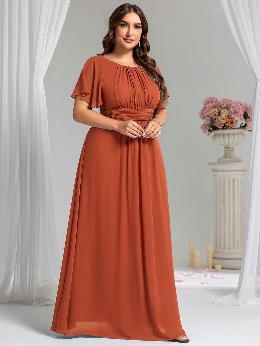 pretty KIMORA|Plus Size Simple Chiffon Pleated A-Line Bridesmaid Dress