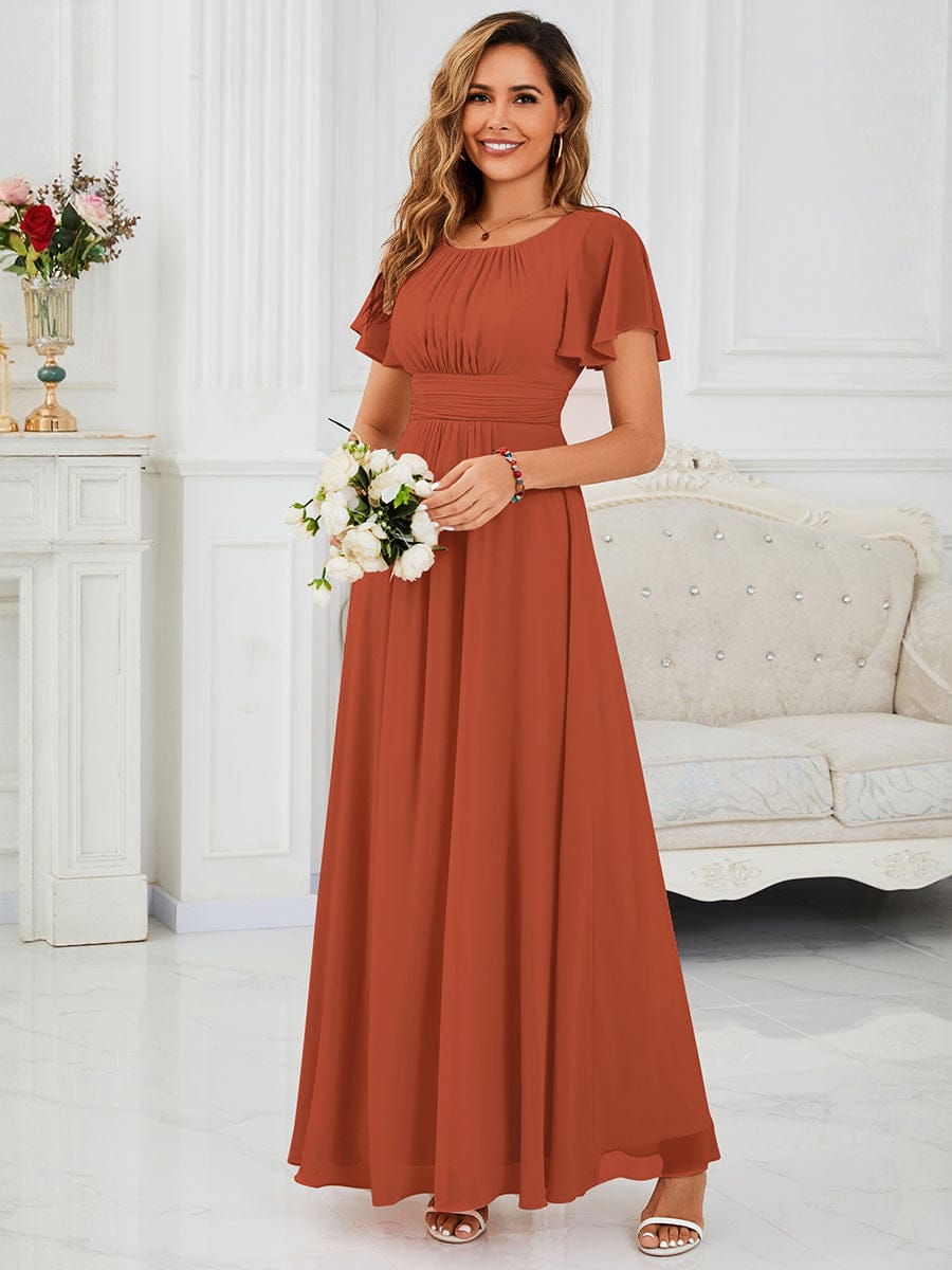 KIMORA|Simple Chiffon Pleated A-Line Bridesmaid Dress