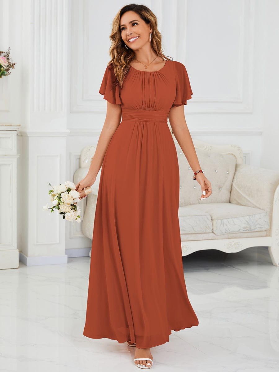 KIMORA|Simple Chiffon Pleated A-Line Bridesmaid Dress