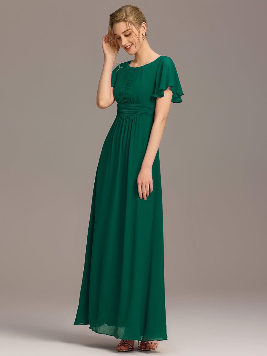 KIMORA|Simple Chiffon Pleated A-Line Bridesmaid Dress