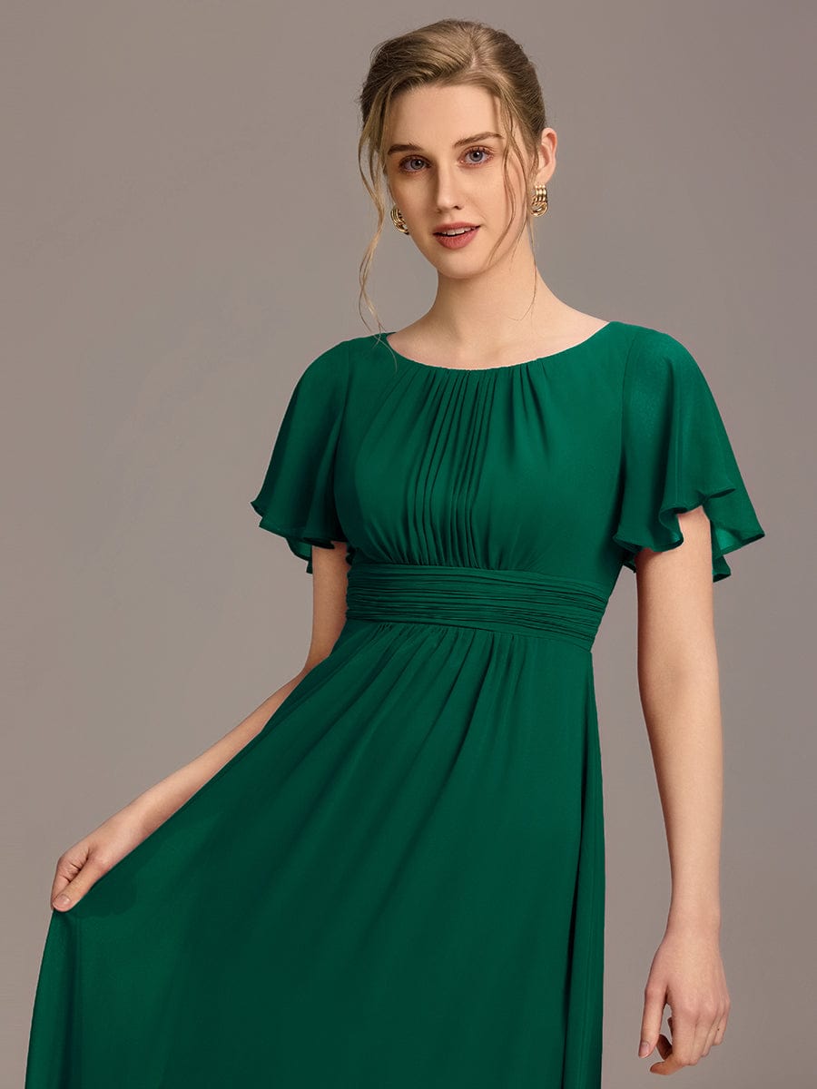 KIMORA|Simple Chiffon Pleated A-Line Bridesmaid Dress
