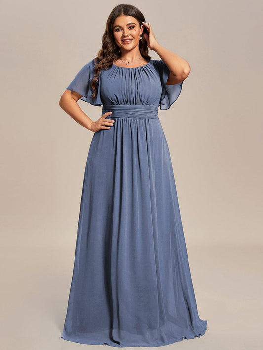 pretty KIMORA|Plus Size Simple Chiffon Pleated A-Line Bridesmaid Dress