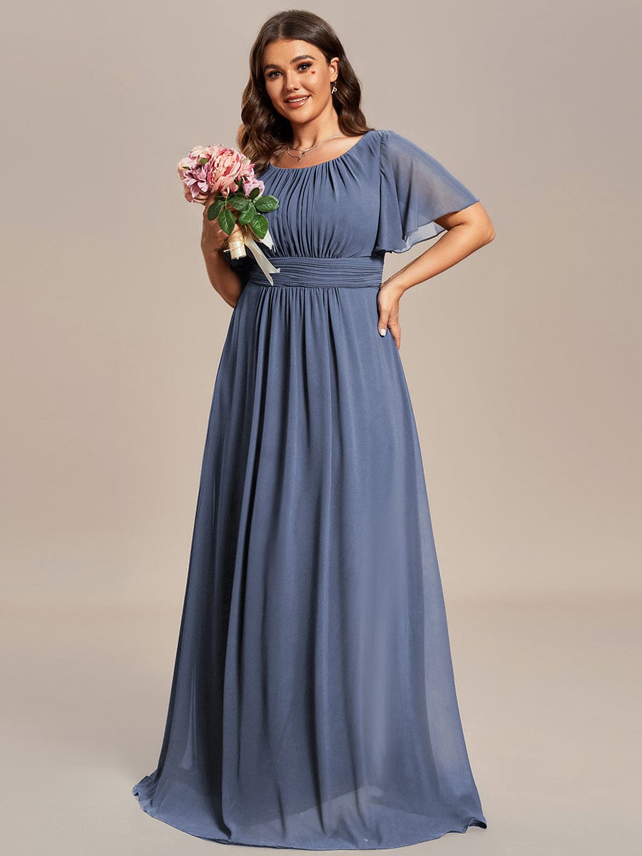 pretty KIMORA|Plus Size Simple Chiffon Pleated A-Line Bridesmaid Dress