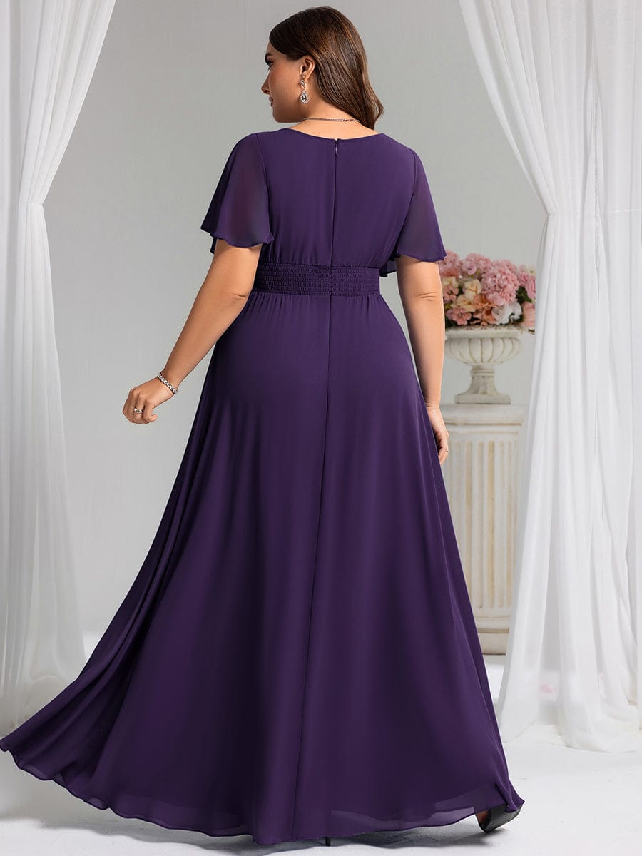 pretty KIMORA|Plus Size Simple Chiffon Pleated A-Line Bridesmaid Dress