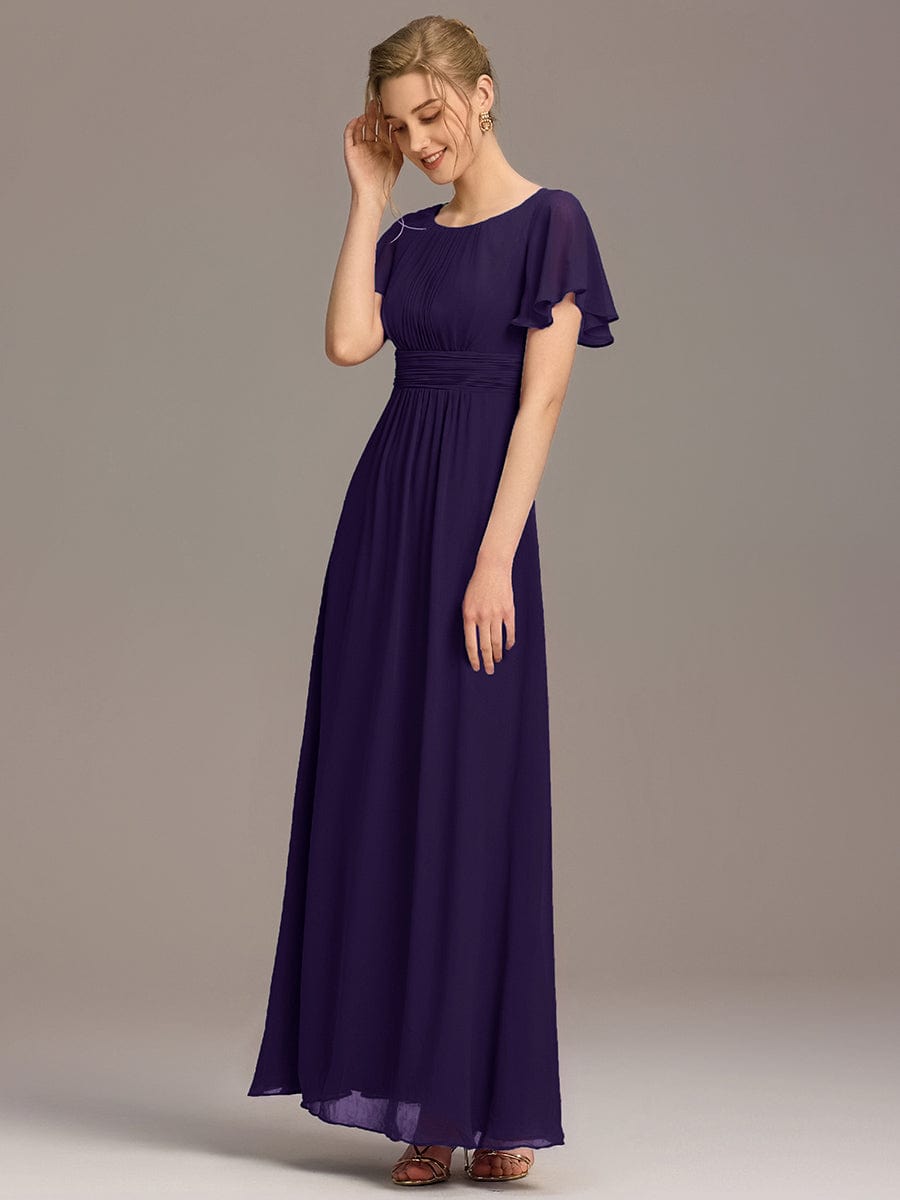 KIMORA|Simple Chiffon Pleated A-Line Bridesmaid Dress