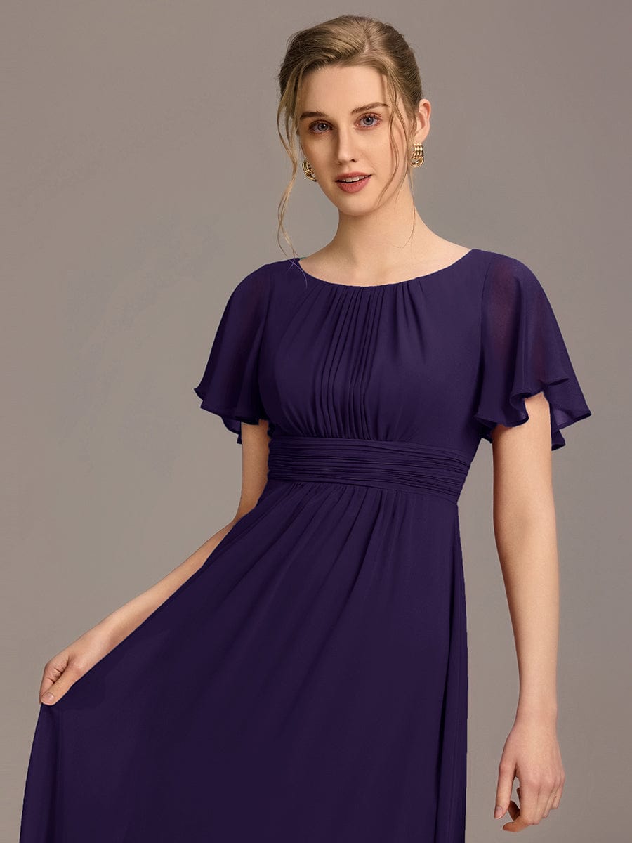KIMORA|Simple Chiffon Pleated A-Line Bridesmaid Dress