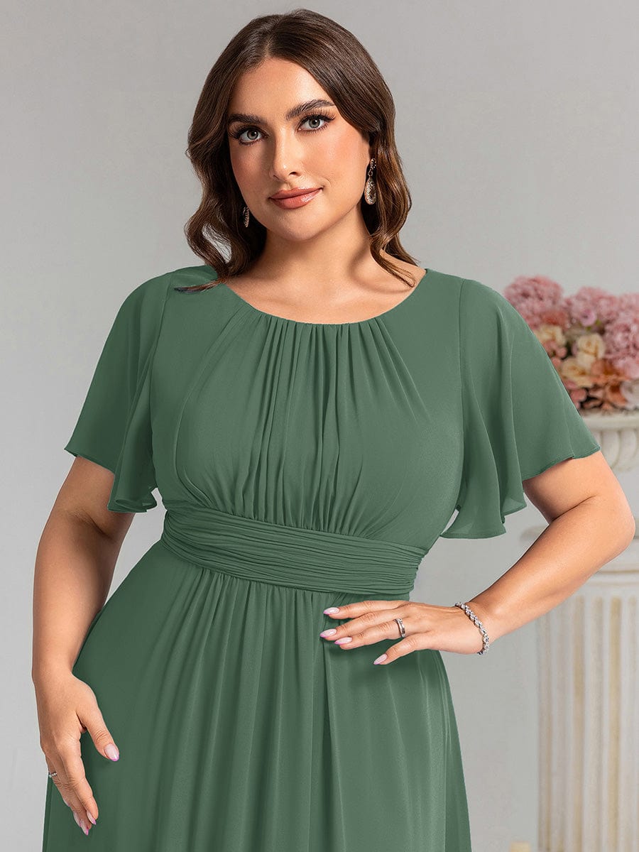pretty KIMORA|Plus Size Simple Chiffon Pleated A-Line Bridesmaid Dress